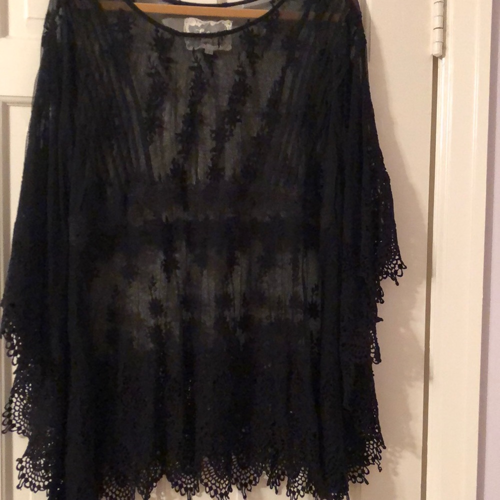 Johnny Was poncho angel wing top